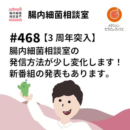 『#468 【3周年突入】腸内細菌相談室の発信方法が少し変化します!新番組の発表もあります。』のカバーアート