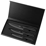 IKYPPAH Ceramic Knife Set 3-Piece,Chef's Knife, Utility Knife,Paring Knife,Includes 6-5-3in(Black)