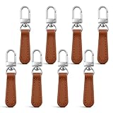 6 PCS Leather Zipper Pull, Detachable Leather Zipper Handle Replacement Portable Leathers Zippers Repair Tab Replacement for Jacket Backpacks Luggage Handbags Suitcase, Brown