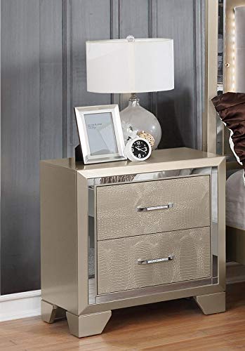 GTU Furniture Contemporary Metallic Gold and Silver Style Wooden 5Pc Queen Bedroom Set(Q/D/M/N/C)