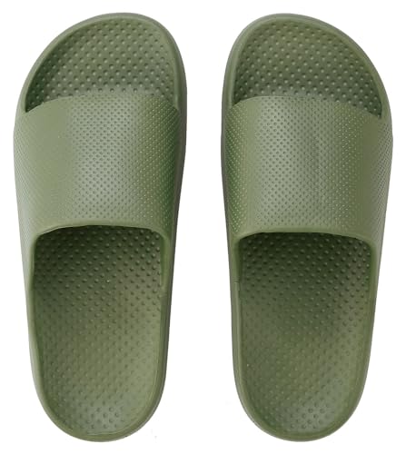 [TENDAI] スライドサンダル ❘ ブラック カーキ ベージュ/M (23.0<del>24.5cm), L (25.0</del>26.5cm) EVA素材 スリッパ コンフォートサンダル 快適 歩行 足裏 フィット スタイルアップ 丸洗い 洗える 乾きやすい 速乾 スタイリッシュ アーチ サポート 快適な履き心地 (カーキ, L)