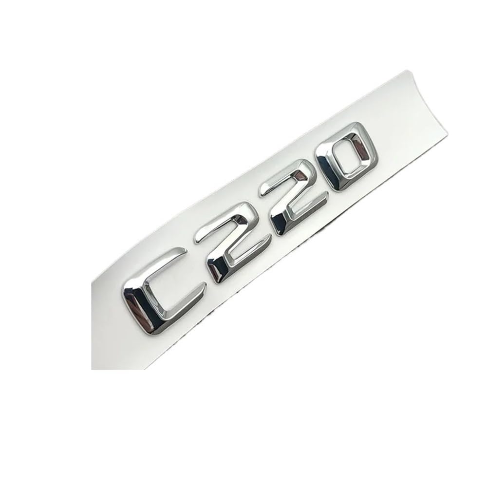 YTQMoreBNZ YYDStes ABS Chrome Black Logo C220 Emblem Letters Car Trunk Badge Compatible With Mercedes-Benz W204 W205 C 220 C220
