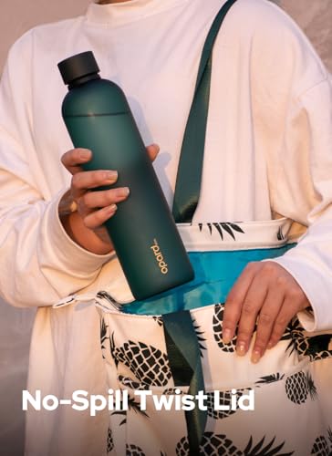 Image of Opard Slim Water Bottle 32oz, Dishwasher Safe Plastic Water Bottle BPA-Free, Leakproof Screw Top, Forest Green, Reusable for Travel School Sport Gym Hiking