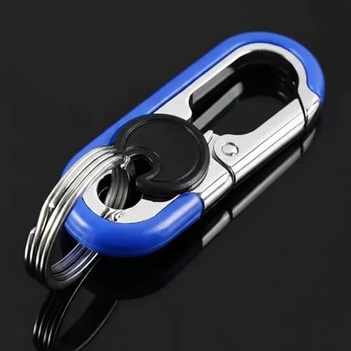 Image of THE MEN THING - Stylish Multicolor Stainless Steel Keychain for Men & Boys (BLAZE CLIP BLACK - Blue)
