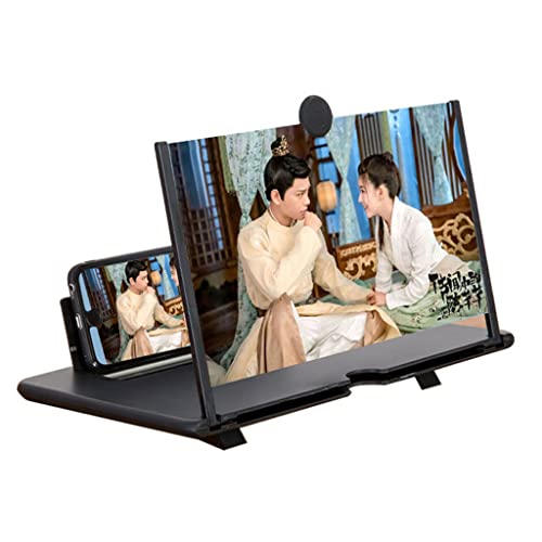 Lupa de Pantalla para Teléfono, Pantalla de Stretch Design Screen Mobile Phone Soporte Plegable Amplificadores de Pantalla 3D HD, Adecuada para Todos los teléfonos Inteligen(Size:14 inch,Color:negro)