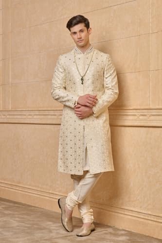 Image of TASVA Ivory Sherwani For Men