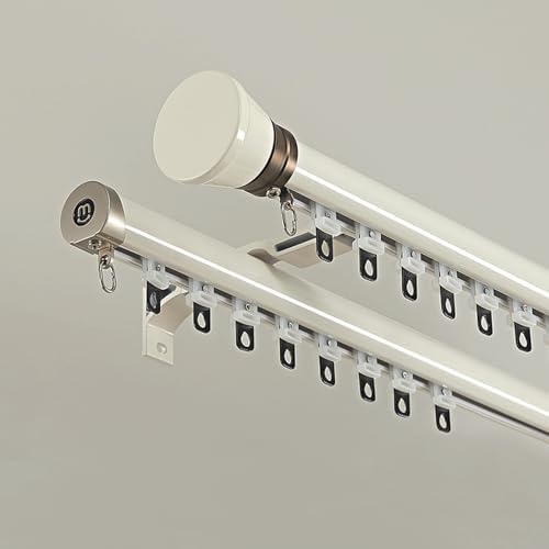 Adjustable Double Curtain Rod Set - Aluminum Drapery Track for Wall Mount, Double Rail Design for Elegant Window Treatments, Easy Installation, Ideal for Living Room & Bedroom