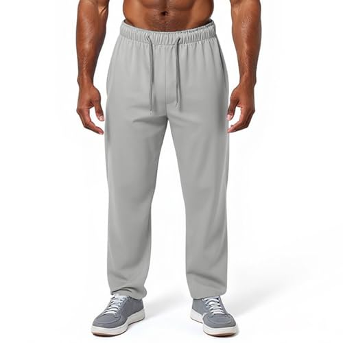 WENKOMG1 Mens Gym Pants, Elastic Waist Open Bottom Lightweight Athletic Workout Sweatpant, S-2XL2
