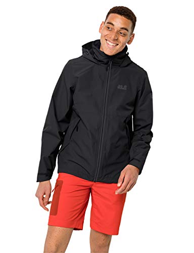 Jack Wolfskin Men's Evandale Jacket Men's Lightweight Waterproof Rain Jacket, Black, Medium