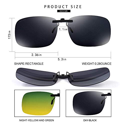 Night Driving Glasses and sunglasses Clip-On, Polarized Glare Reduce, High Definition Vision4