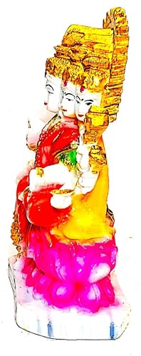 Image of Polystone Marble Like Gayatri MATA Murti Statue Idol for Home, Shop, Office | Gayatri MATA Idol for Puja, Worship, Home Decor, Car Dashboard, Decorative Showpiece (Size: 6 Inch)