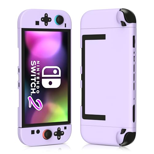 Pure-Purple Switch 2 Protective Case Cover for Nintendo Switch 2 (New 2025), Ultra-Thin PC Console &amp; Controller Grip Switch 2 Skin Protector, Anti-Scratch Design Hardshell