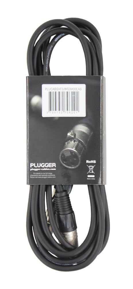 Plugger kabel gniazdo XLR, gniazdo stereo z zapadką 3 m, czarne