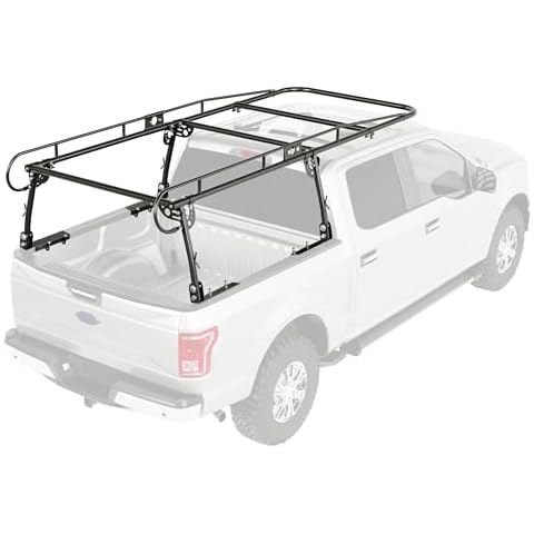 ECOTRIC 1000 LBS Adjustable Universal Truck Bed Rack Contractor Ladder Pickup Lumber Utility Kayak Full Size Rack 60"(W) x 138"(L) x 34"(H)(Notice:You Will Receive Two Packages for This Item) Cover