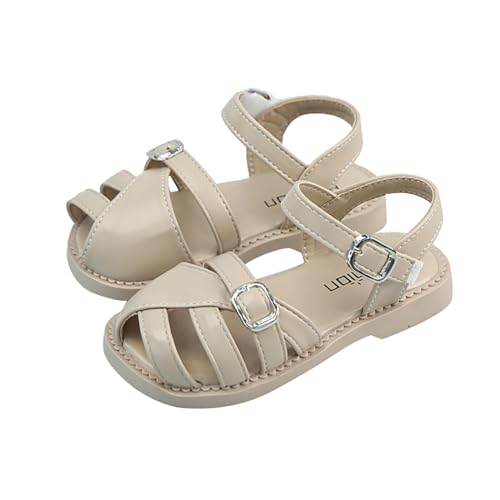 Girls Solid Color Roman 𝐆ladiator Strappy Sandals Buckle Sandal Big Kids Wrapped Head Soft Rubber Low Heels Flat
