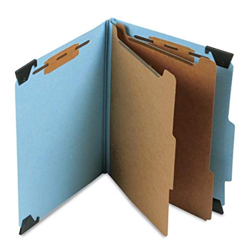 Smead FasTab Hanging Pressboard Classification Folder with SafeSHIELD Fastener, 2 Dividers, 2/5-Cut Built-in Tab, Letter Size, Blue, 10 per Box (65115)
