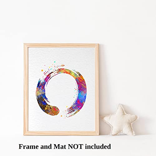 Dignovel Studios 13X19 Unframed Zen Circle Enso Symbol Buddhism Meditation Yoga Watercolor Art Print Wall Art Poster Giclee Wall Decor Home Wall Art N428 #TOP2