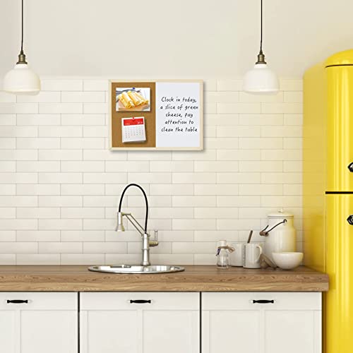 Owlkela Dry Erase Cork Board 16.5"X12.6", Notice Pin Board, Memo Board, Vision Board, Bulletin Board For Office, Classroom Or Home, Mounting Hardware And Push Pins Included, Wooden Frame #TOP6