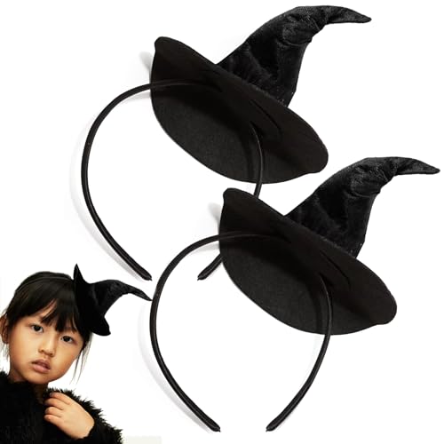 ForBaysy 2 Pack Mini Witch Hat Headband for Women Halloween Costume Hair Accessory Lightweight Party Headwear for Adults