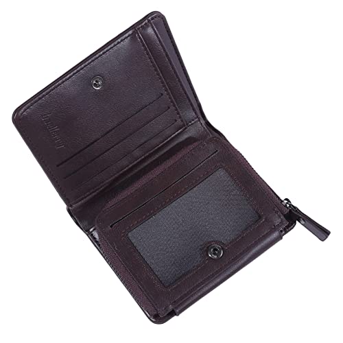 Men's Leather Trifold Wallet,Credit Card Holder, Vintage Short Wallet with Id Window2