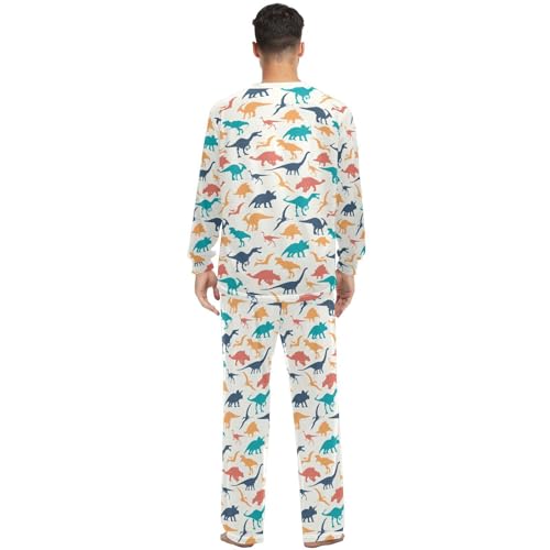 Unisex Pajama Set Long Sleeve Sleepwear Soft 2 Piece Loungewear Dinosaur Pj Sets for Women & Men4