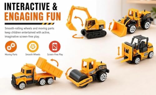 Image of Mini Construction Vehicle Toy Set of 6 for Kids