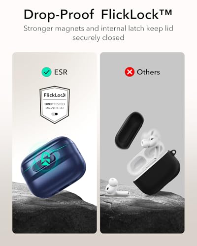 Image of ESR for AirPods Pro 3 Case (2025), Compatible with AirPods Pro 3 (USB-C Cable), MagSafe Ready, Magnetic Lid Lock, Full Drop Protection Cover with Lanyard, Blue
