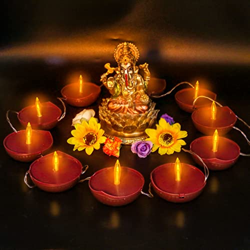 Diwali Diyas Solar String Lights - Outdoor Waterproof Flame-Less Diya Diwali Gifts - 7.3ft Long 10pcs LED Lamps Diwali Puja Gifts Pooja Decor Indian Festive Decoration Indian Deepawali Gift Items Diwali Diyas Solar String Lights - Outdoor Waterproof Flame-Less Diya Diwali Gifts - 7.3ft Long 10pcs LED Lamps Diwali Puja Gifts Pooja Decor Indian Festive Decoration Indian Deepawali Gift Items