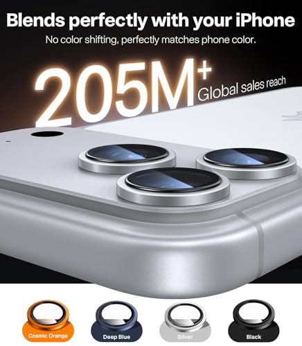 Image of TORRAS Aerospace-Grade Camera Lens Protector for iPhone 17 Pro & 17 Pro Max with 9H+ Glass - Premium Imported Invisible Metal Ring, Anti-Scratch & HD Clarity - Silver