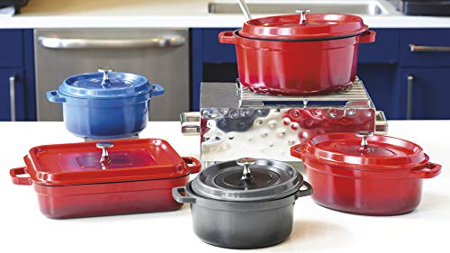 G.e.t. Ca-008-R/Bk Heiss Lightweight Cast Aluminum Braiser Pan / Casserole Dish, 4.5 Quart, Red #TOP1