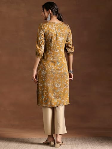 Image of Libas Womens Printed Silk Straight Kurta for Women Suit