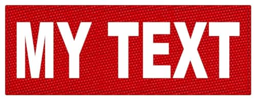 Custom Hook & Loop Patches, Tactical ID Police Patch for Vest, Sheriff, Security, Molle, Military, Backpack, Duty Bag, K9 Dog Harness, Morale (11 x 4, Red)