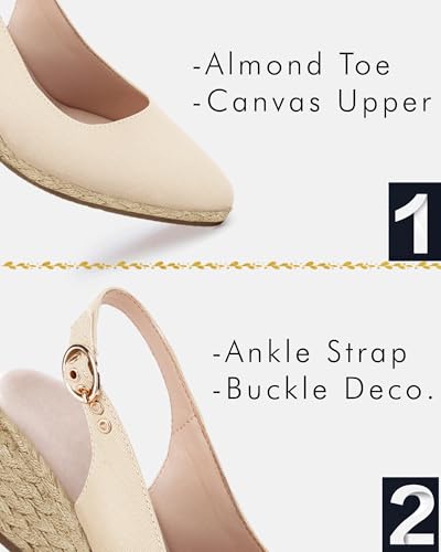 Image of Juliet Holy Womens Wedge Sandals Espadrilles Closed Toe Slingback Buckle Strap Comfortable Casual Summer Wedges Shoes
