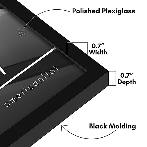 Americanflat 14x17 Picture Frame with Polished Plexiglass - Streamline Collection - Thin Border Picture Frame for Wall Display - Hanging Hardware Included - Black
