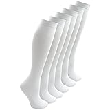 Bonjour Childrens Back to School 6 Pairs Knee High Plain School Cotton Rich Socks (White, 10-13 yrs)