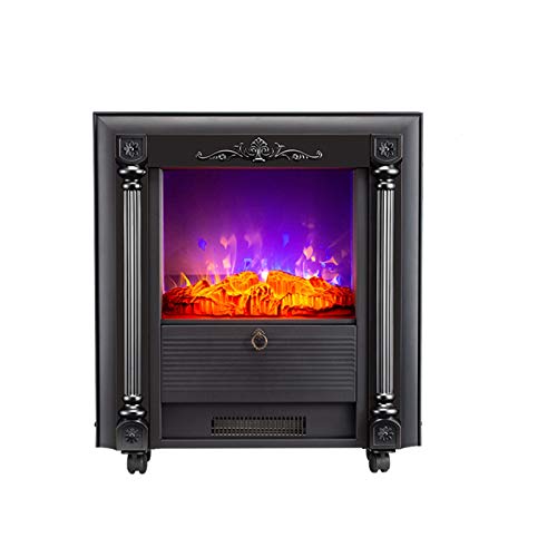 Elektro-Kamin, tragbare Elektroherd Heizung mit Realistic LED Log Feuer Flamme Effekt, regelbarem Thermostat, Überhitzungsschutz Elektrischer