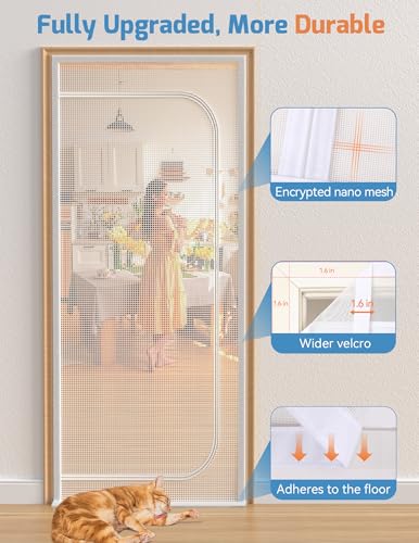 BFNN Porta de tela para gatos, portão de malha extra alto à prova de gatos, adequado para porta de 9