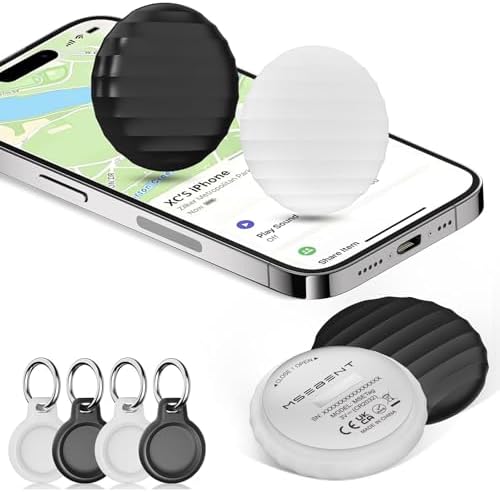 Tracker Tag (4 Pack) - Apple MFi Certified & IP67 Waterproof | Works with Apple Find My Network (iOS) to Track Keys, Wallet, Luggage & More
