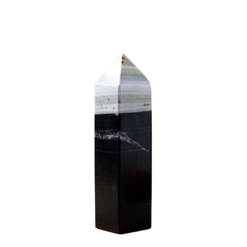 KCDFDVJFBM Crystal Taichi Jasper Point Tower Four Sided Column Ore Obelisk Home Decor Ornaments (Size : 400-500g)