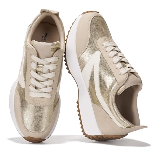 Image of Project Cloud Womens Sneakers - Memory Foam Insole and Lightweight Spring Shoes - Non-Slip Lace Up Trendy Shoes - Fashion Sneakers for Women 2026