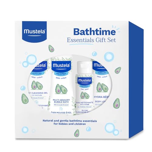 Image of Mustela Baby Bath Time Essentials Gift Set - Natural & Plant-Based Baby Skin Care - 4 Items Set