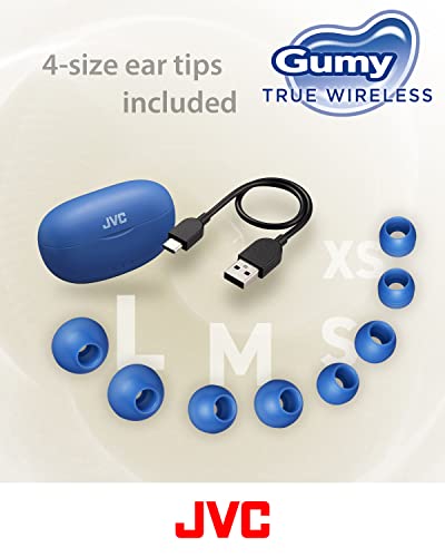 Image of JVC Gumy True Wireless Earbuds, Bluetooth 5.3, Charging Case, 24-Hour Playback, IPX4 Water Resistant, Comfortable Secure Fit with XS /S /M /L Earpieces, Built-in Mic for Calls, iPhone /Android /PC - HAA7T2