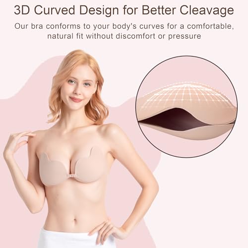 Awant Strapless Backless Sticky Push Up Bra Invisible Stick on Adhesive Bra for Women Reusable with Nipple Covers3