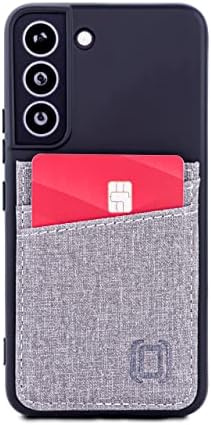 Dockem Card Case for Galaxy S22 with Hidden Metal Plate for Magnetic Mounting: Soft TPU Shell with Stitched-on, Synthetic Leather Wallet with 2 Card Holder Slots: Luxe M2T [Black/Grey]