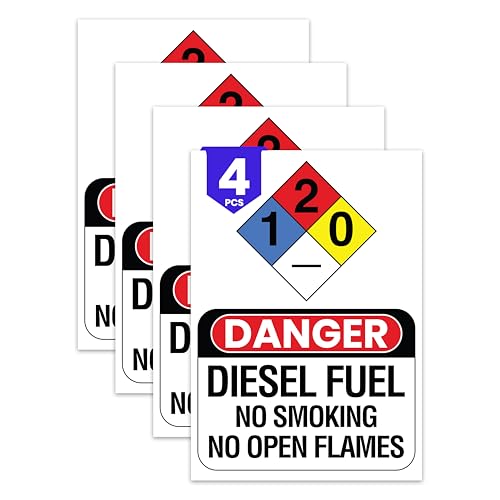 4 x DANGER Diesel Fuel NFPA Sign | 10 x 7 Inch Vinyl Diesel Fuel Decals | UV-resistant Diesel Stickers for Fuel Tank | Diesel Fuel Stickers