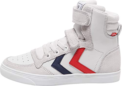 hummel Slimmer Stadil Leather High Jr, Baskets Hautes Mixte Enfant, Blanc (White 9001), 35 EU