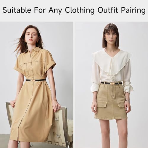 Womens Skinny Belts For Adjustable With Metal Buckle Womens Rotating Lock Buckle Waistband Dresses Jeans and Coats4