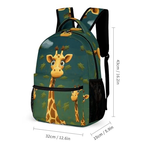 Cartoon Giraffe Backpack Set Lightweight Bag Lunch Box Pencil Bags for Women Men Bookbags 3 in 12
