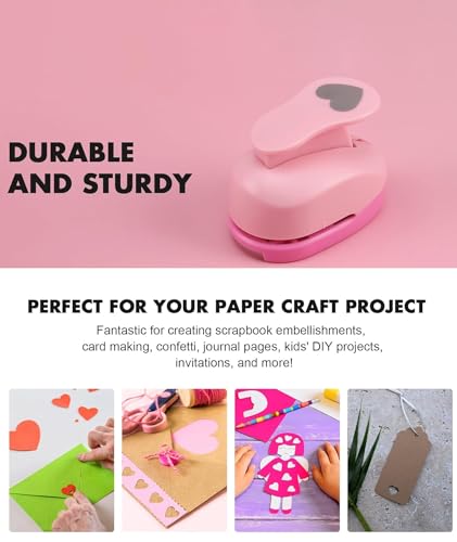 Image of 101 Pcs Stamp Puncher and Origami Paper, Postage Stamp Punch, Paper Punch Tool Set for DIY Scrapbooking and Craft Projects (Light pink)