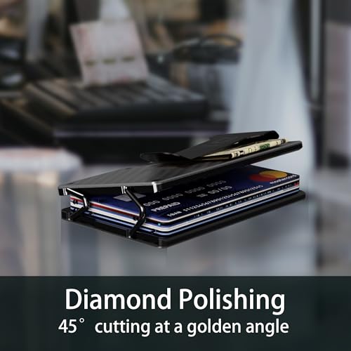 FINDU Money Clip Mens Wallet, Slim Wallet for Men, Hinged Metal Wallet Minimalist Wallet Card Holder RFID Wallet for Men Blocking Business ID Credit Anniversary Christmas Gifts for Men(Carbon Fiber)2